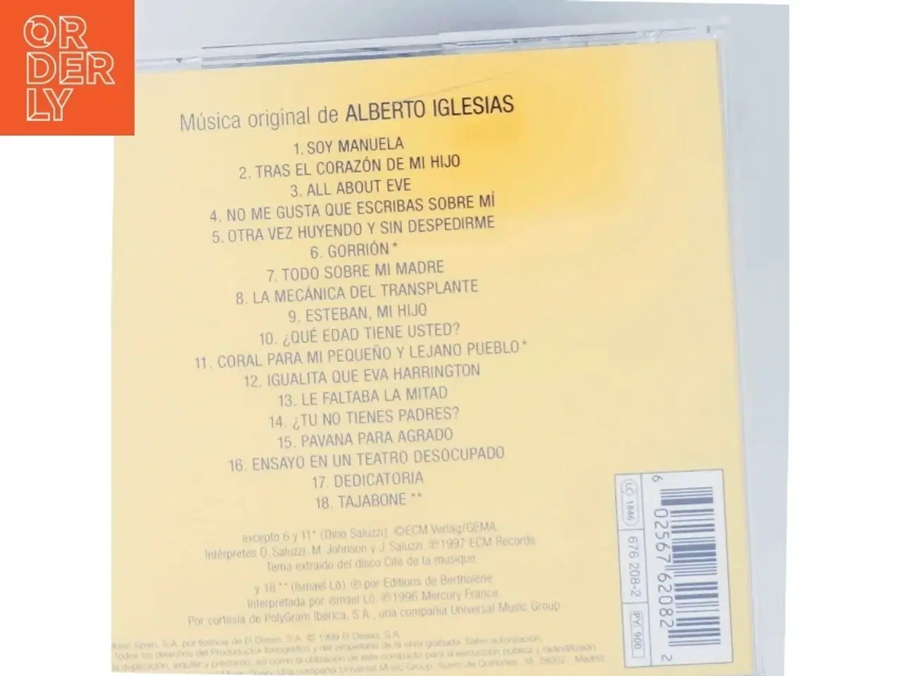 Billede 6 - CD med soundtracket til &#39;Todo Sobre Mi Madre&#39;