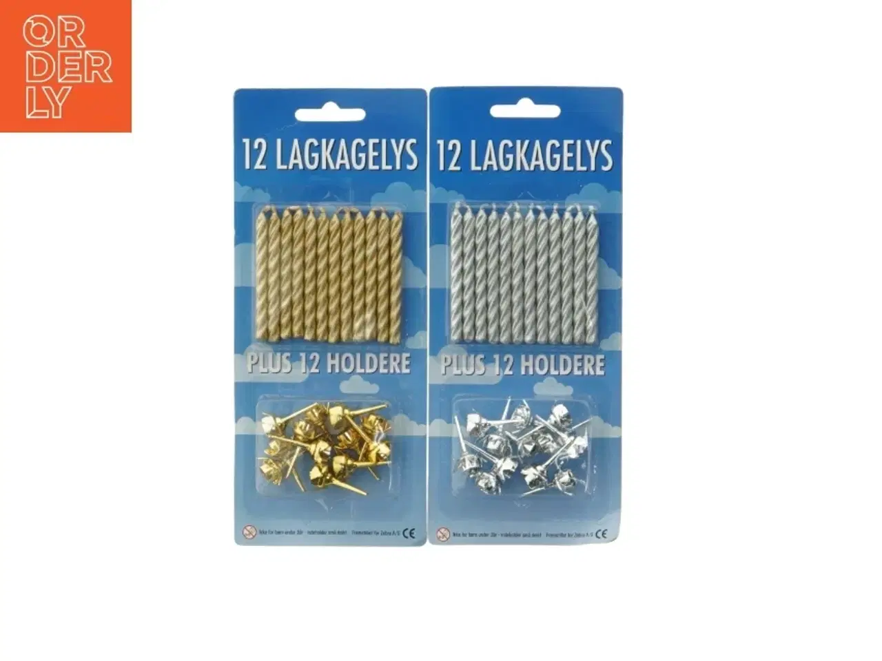 Billede 1 - Lagkagelys med holdere (str. 2 pakker. af 12 styk i hver)