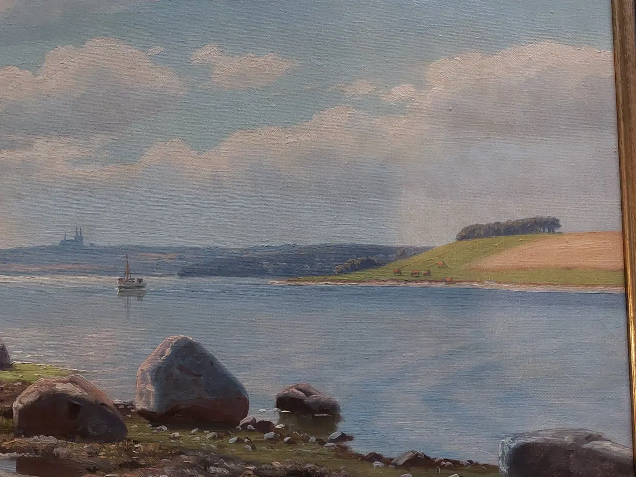 Billede 3 - KAJ DREWS-( 1884 - 1964 )- ROSKILDE FJORD - maleri