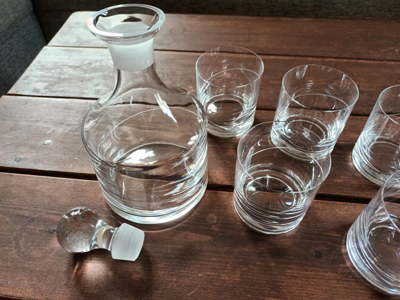 Billede 3 - Krystalglas, 1 karaffel og 6 whiskyglas (tumbler)