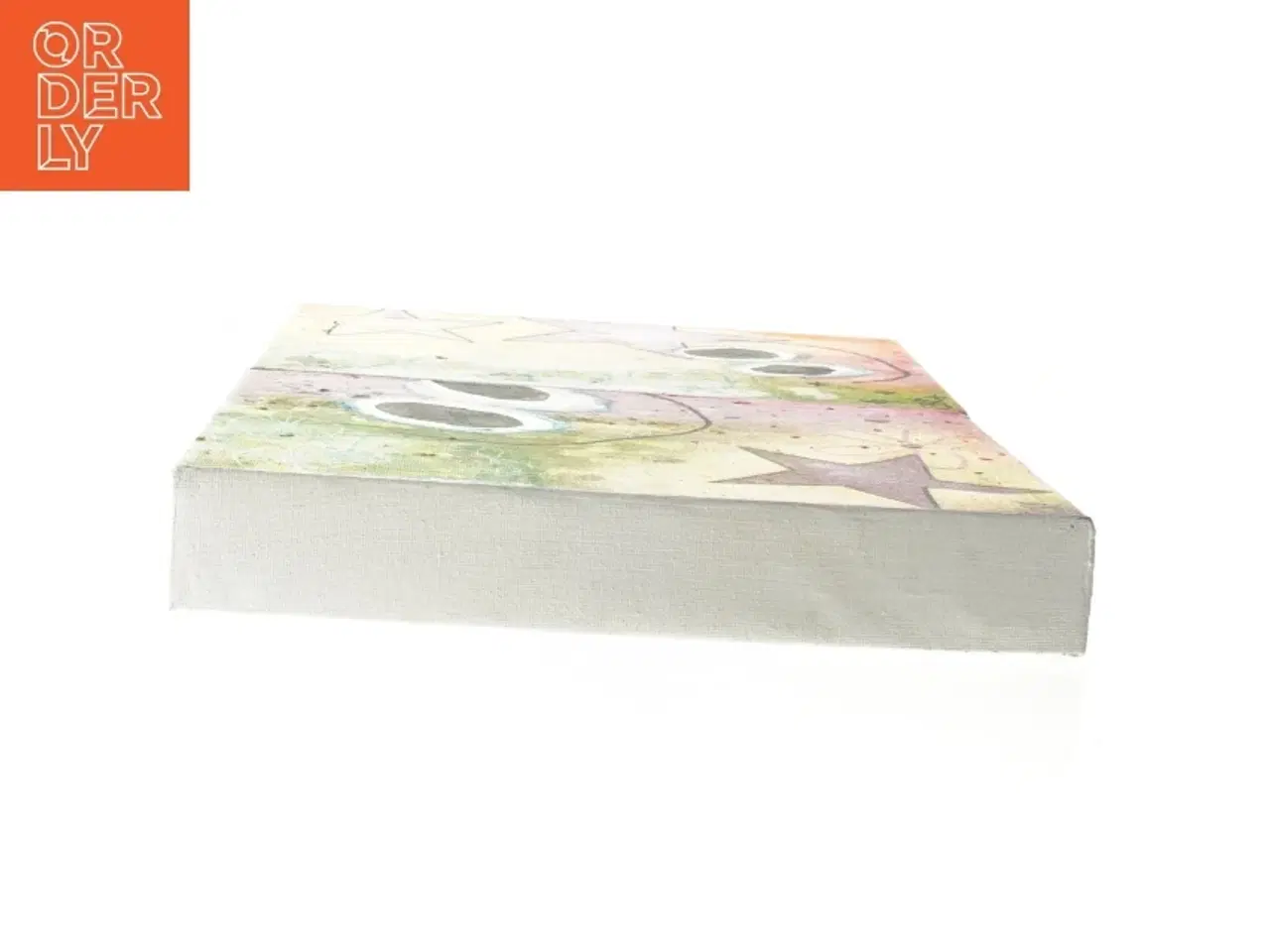 Billede 3 - Abstrakt maleri med stjerner og cirkler (str. 24x18x4 cm)