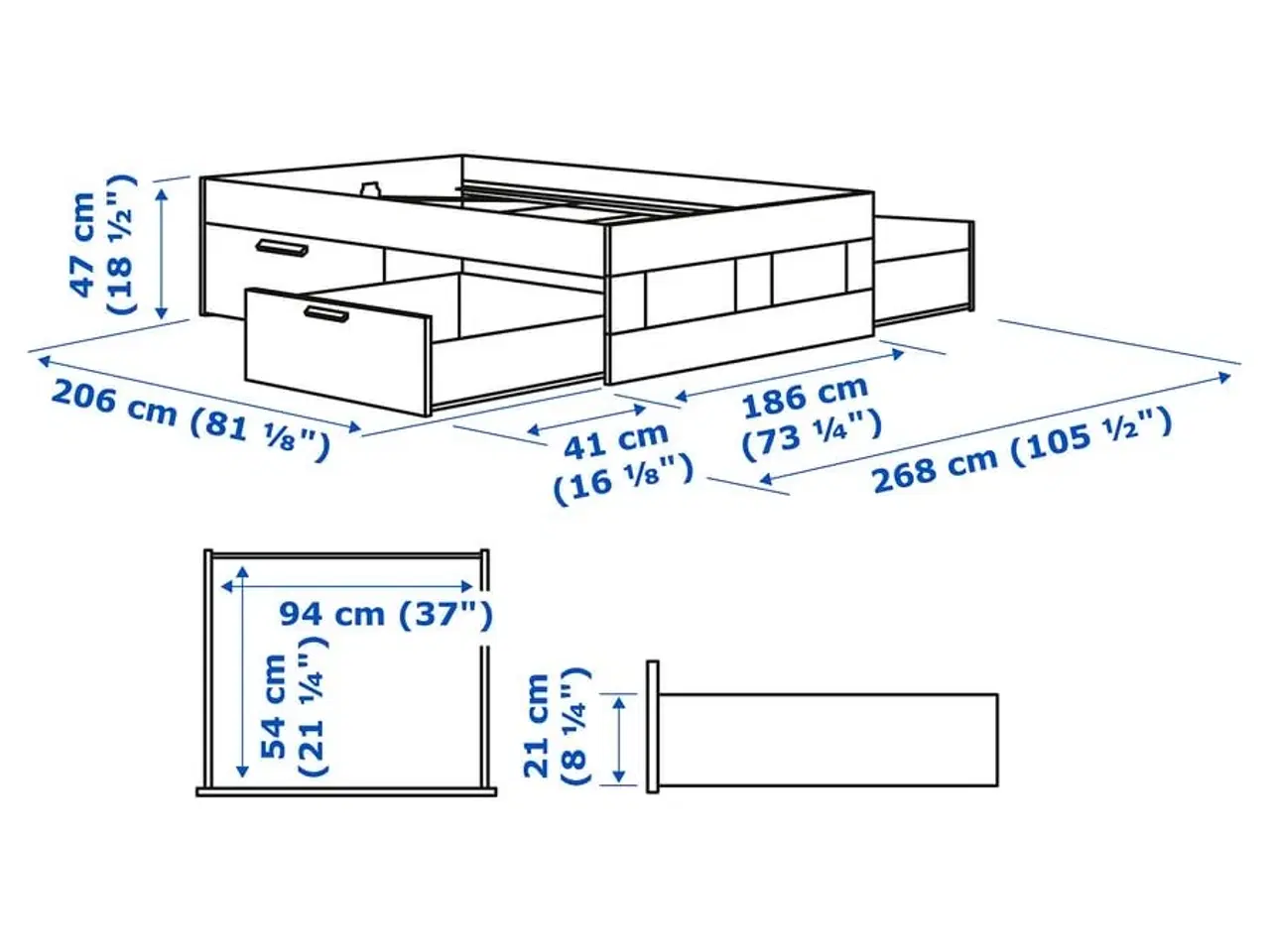 Billede 18 - BRIMNES Sengestel m. opbevaring, hvid, 180x200 cm