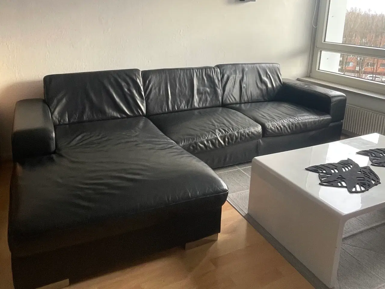 Billede 3 - Ægte læder sofa med chaiselong 