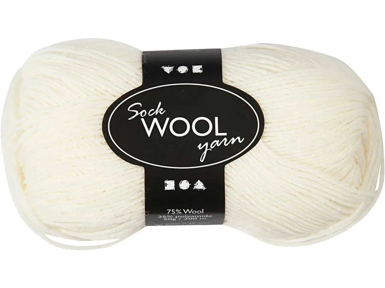 Billede 1 - Superwash Strømpegarn 200m - Råhvid, 50g