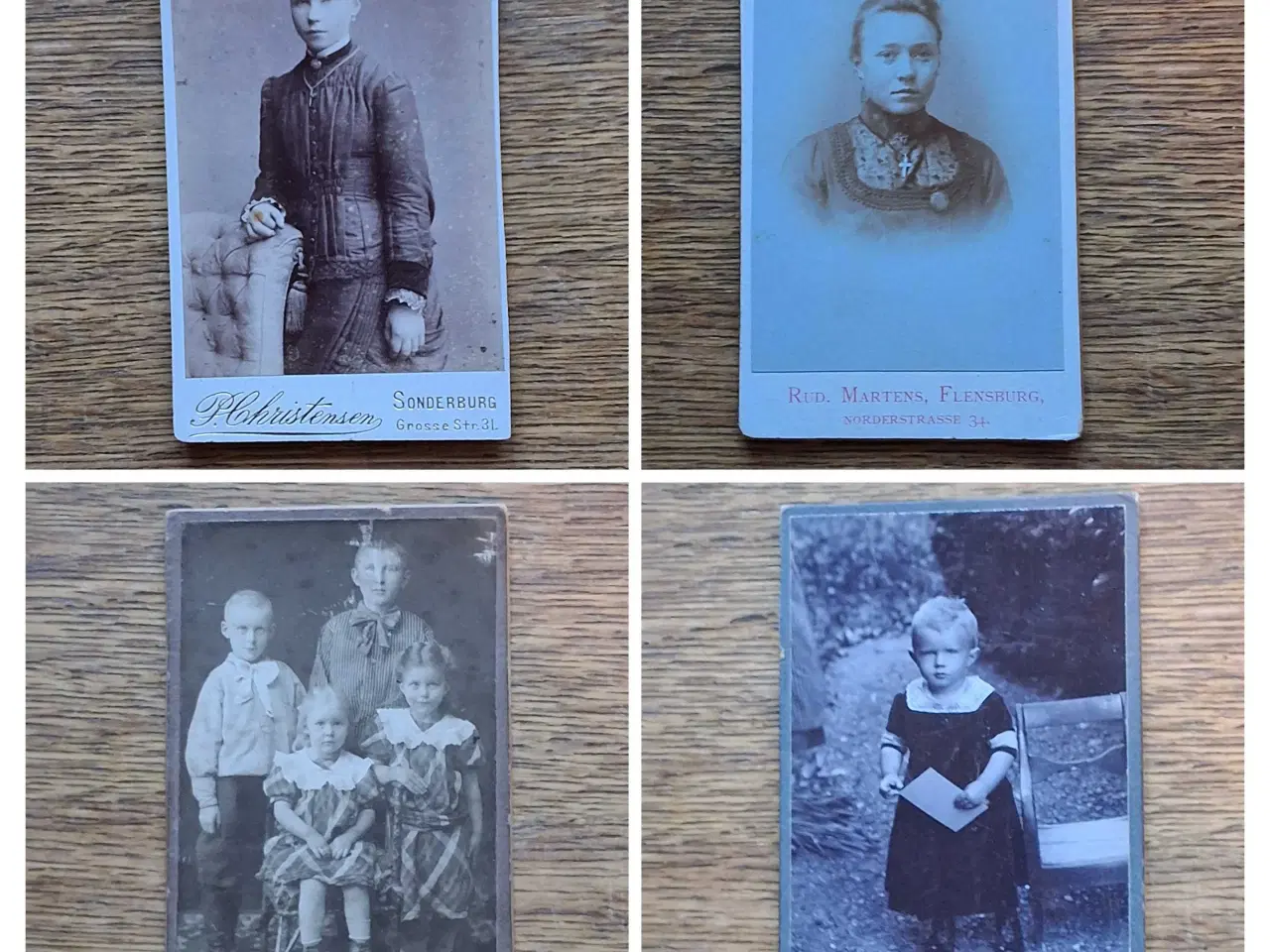Billede 1 - 4 stk. Antik fotos på karton. 6,5x10cm. 