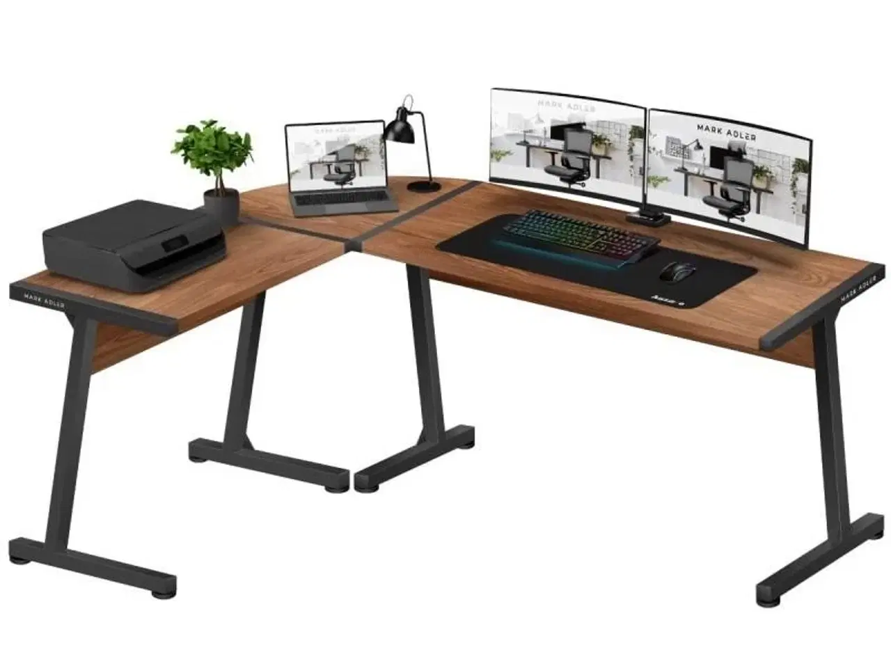 Billede 4 - Gaming bord L-form MARK ADLER Leader 5.5 WN – hjørneskrivebord i valnød/ sort