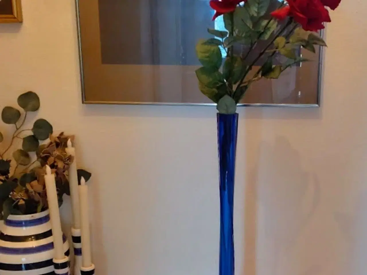 Billede 1 - Vase, blå glas, 60 cm høj, MURANO