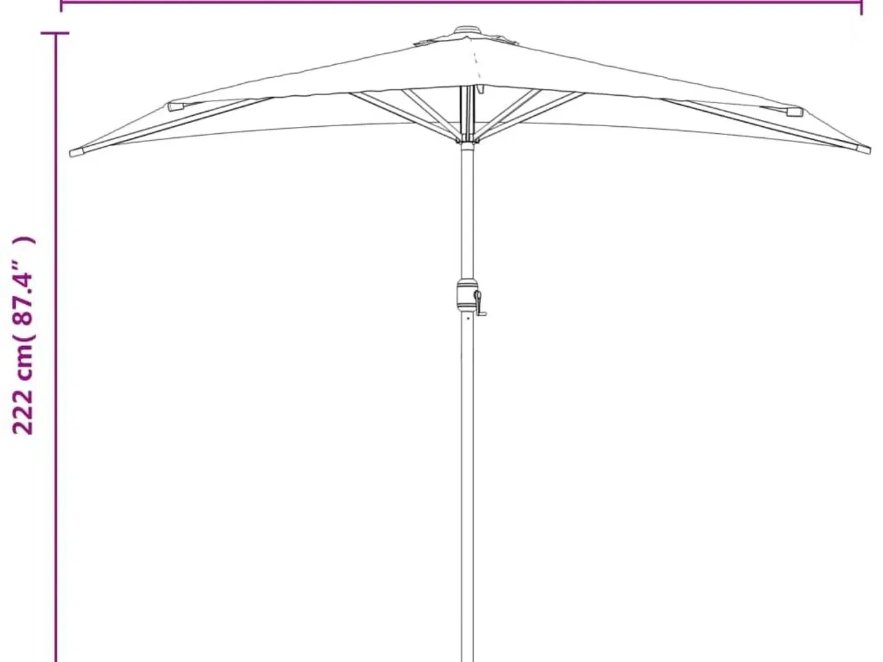 Billede 9 - Balkonparasol med aluminumsstang antracitgrå 270 x 144 cm halv