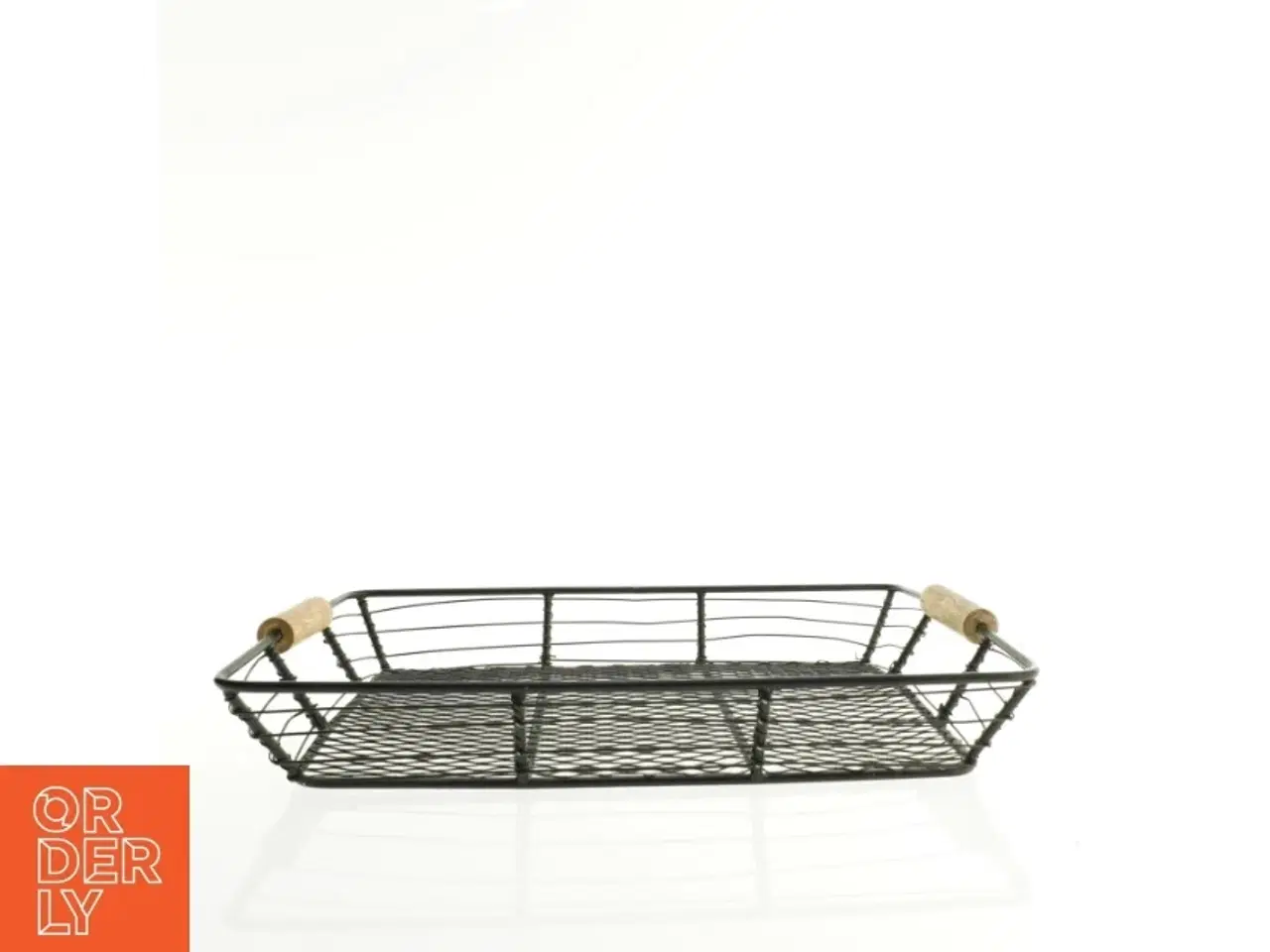 Billede 1 - Fil de Fer Metalbakke med træ håndtag (str. 34 x 24 cm)