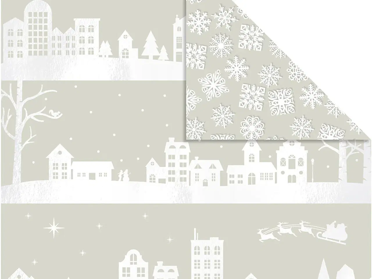 Billede 1 - Designpapir med Huse og Snekrystaller, 3 ark 30,5x30,5 cm