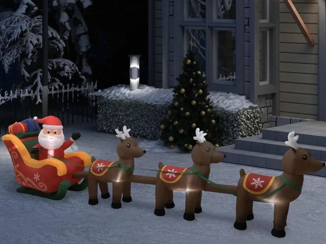 Billede 1 - Oppustelig julemand og rensdyr LED julepynt 490 cm