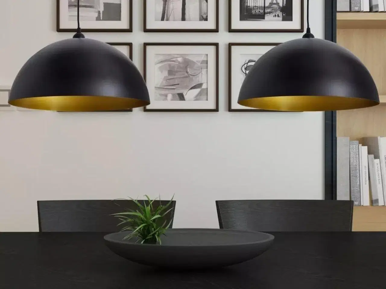 Billede 3 - Loftslampe halvkugle 2 stk. højdejusterbar sort