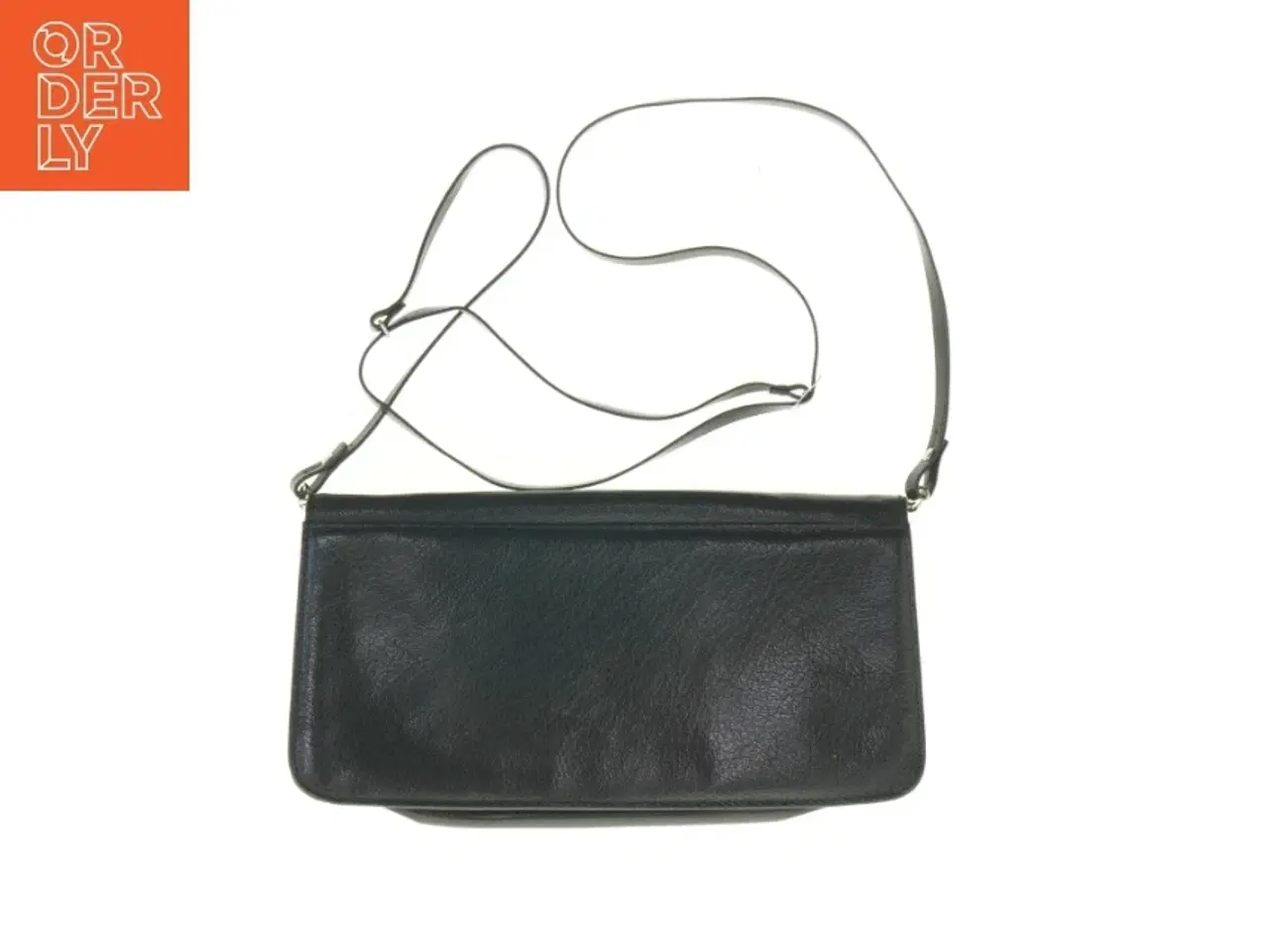 Billede 2 - Sort vintage skuldertaske i læder (str. 29 x 15 cm)