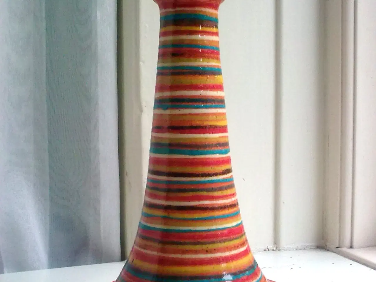 Billede 1 - Lertøj stribet multi glade farver brugskunst