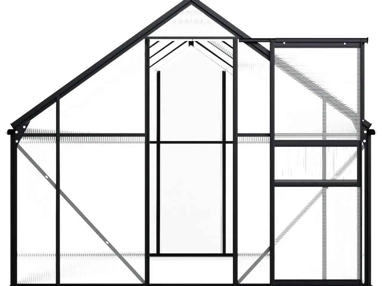 Billede 4 - Drivhus med fundamentramme 3,3 m² aluminium antracitgrå