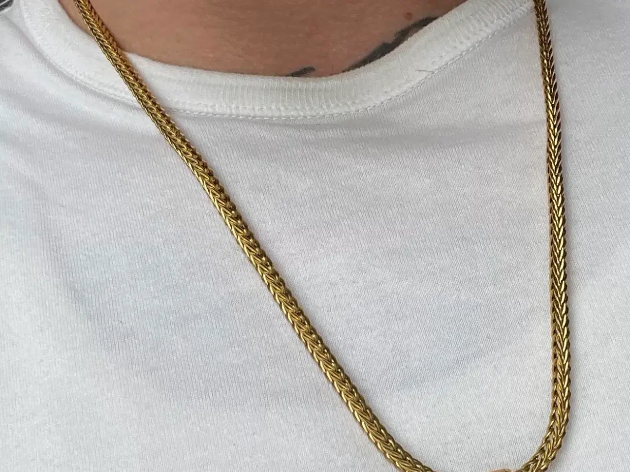 Billede 2 - 4mm 14kt goldfilled Franco kæde med Thors hammer