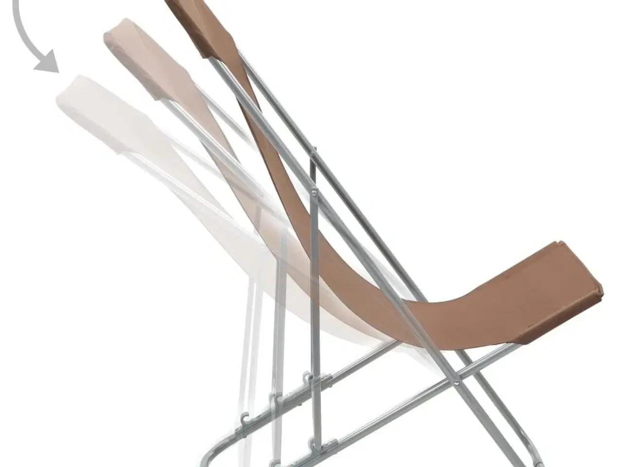 Billede 5 - Foldbare strandstole 2 stk. stål og oxfordstof brun