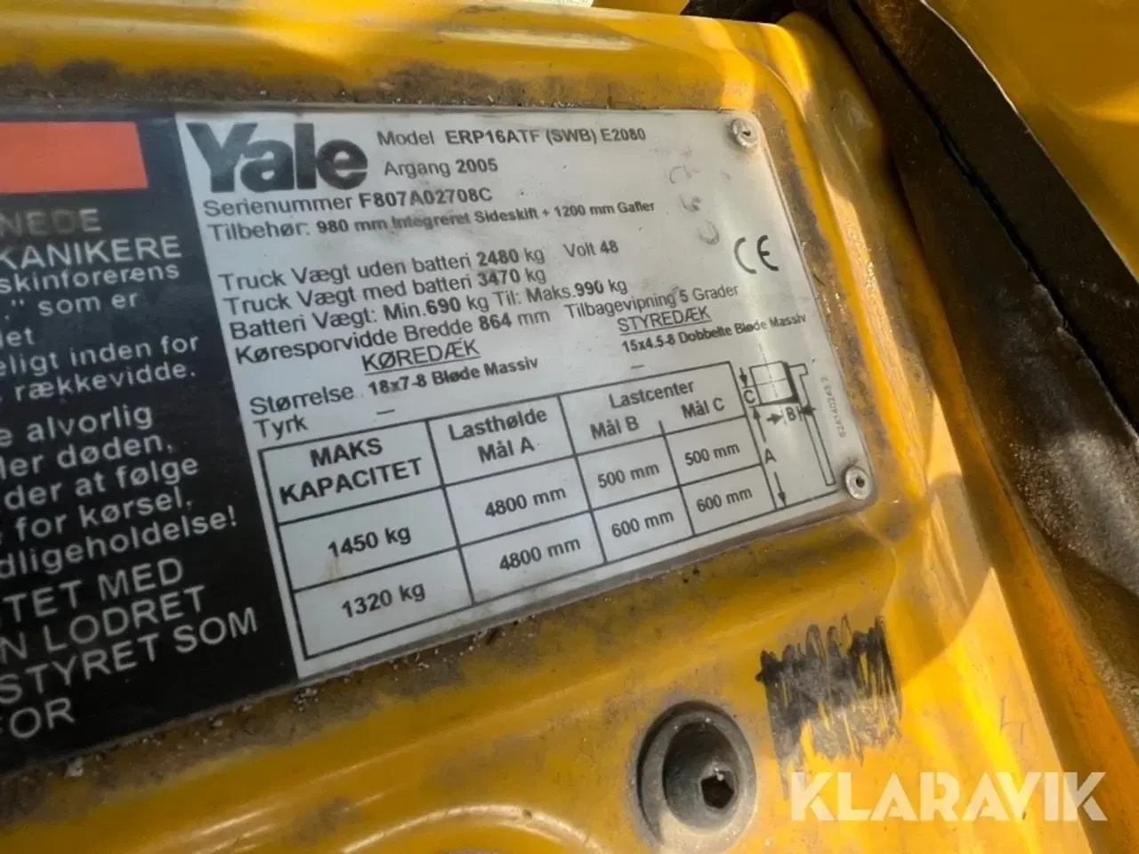 Billede 8 - El-truck Yale ERP 16 ATF - 1450kg