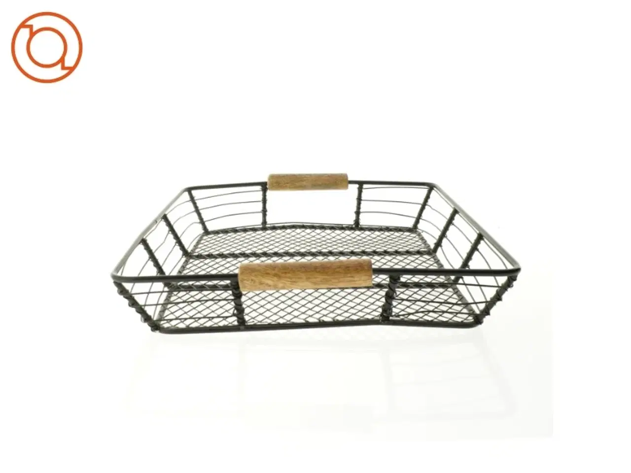 Billede 2 - Fil de Fer Metalbakke med træ håndtag (str. 34 x 24 cm)