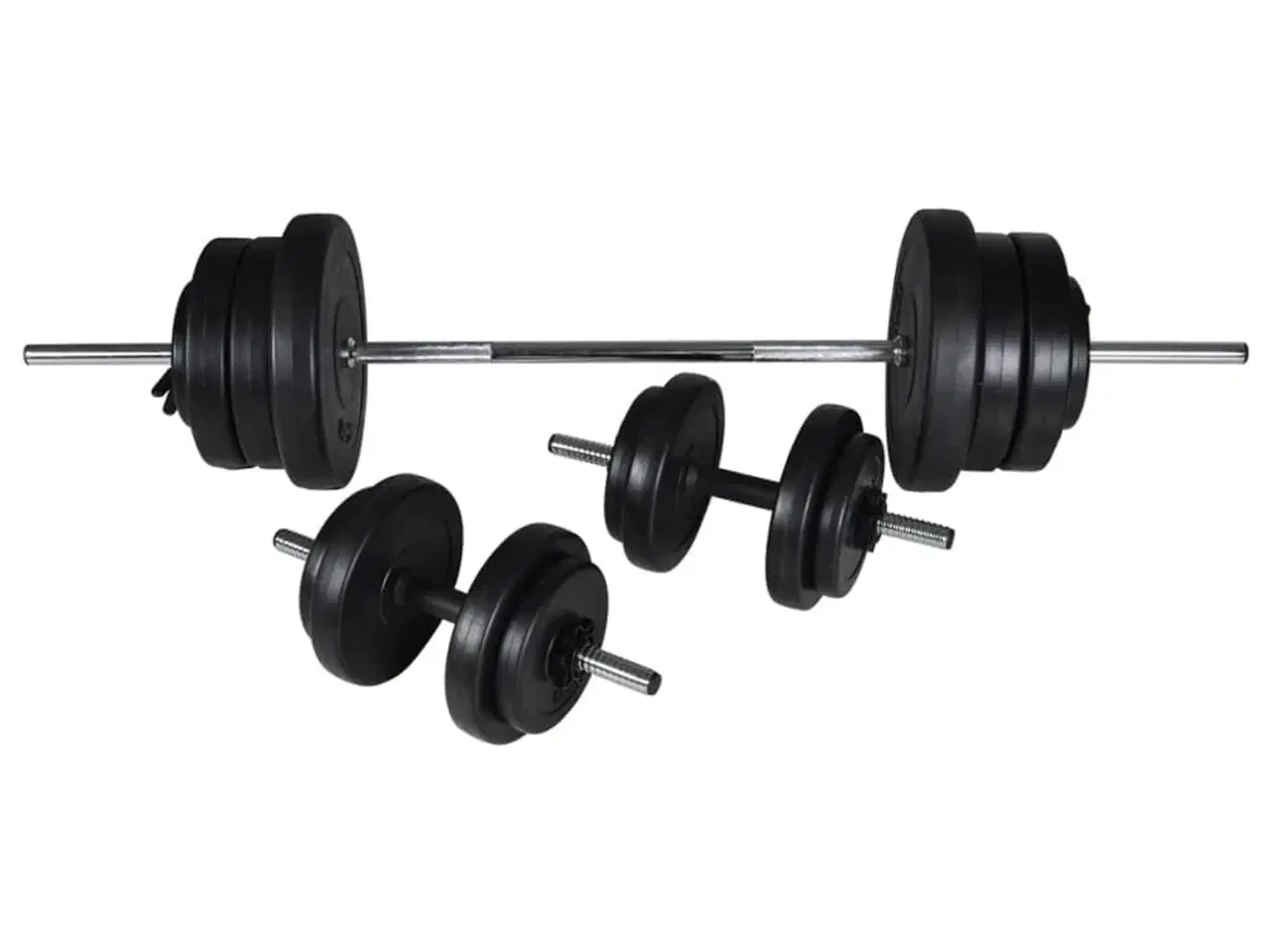 Billede 6 - Vægtbænk med vægtstativ, vægtstang- og håndvægtsæt 60,5 kg