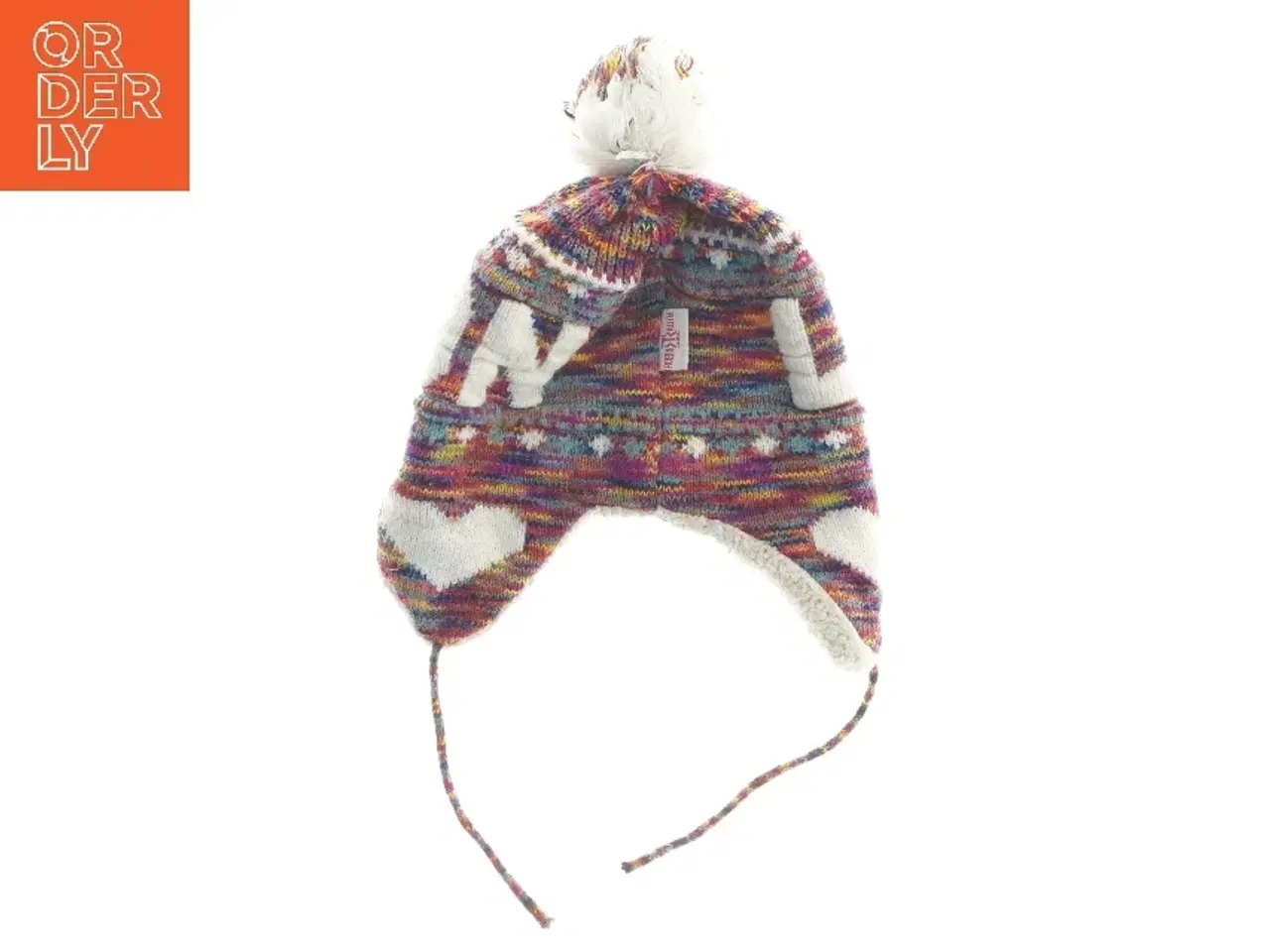 Billede 2 - Farverig vinterhue med kvast (str. 22x25 cm)