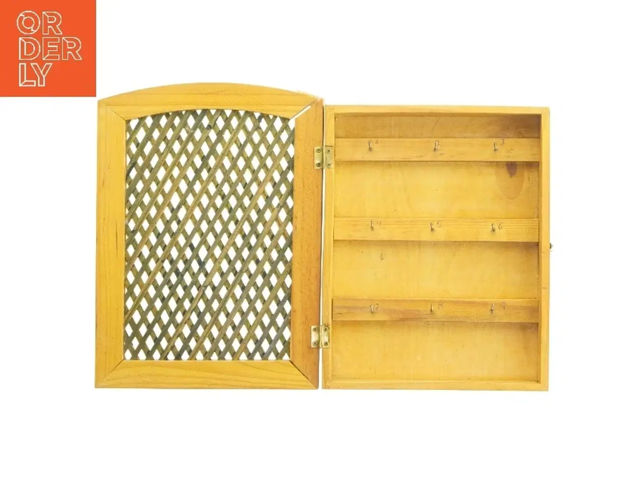 Billede 6 - Træ nøgleskab med gitterlåg (str. 26,5x20x4,5 cm)