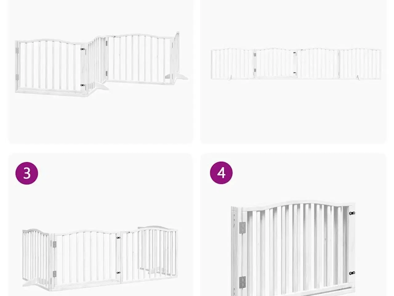 Billede 7 - Hundelåge med dør 4 paneler 320 cm foldbar poppeltræ hvid