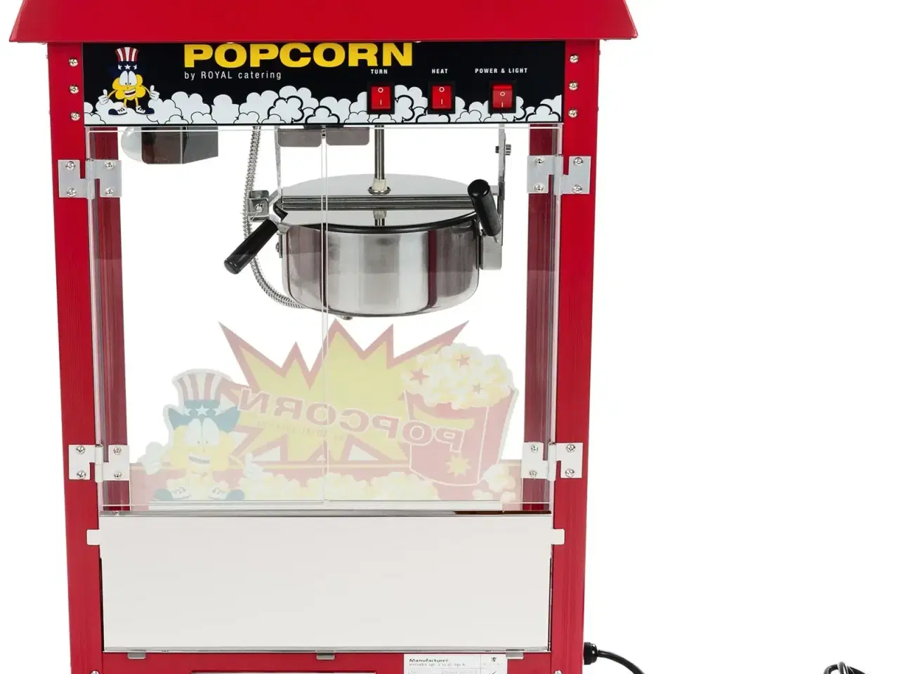 Billede 4 -  Popcornmaskine med vogn 88 L – 1600 W – rød