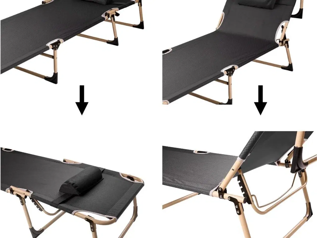 Billede 6 - Sammenklappelig feltseng 193 cm – sort rejsefeltseng med puder