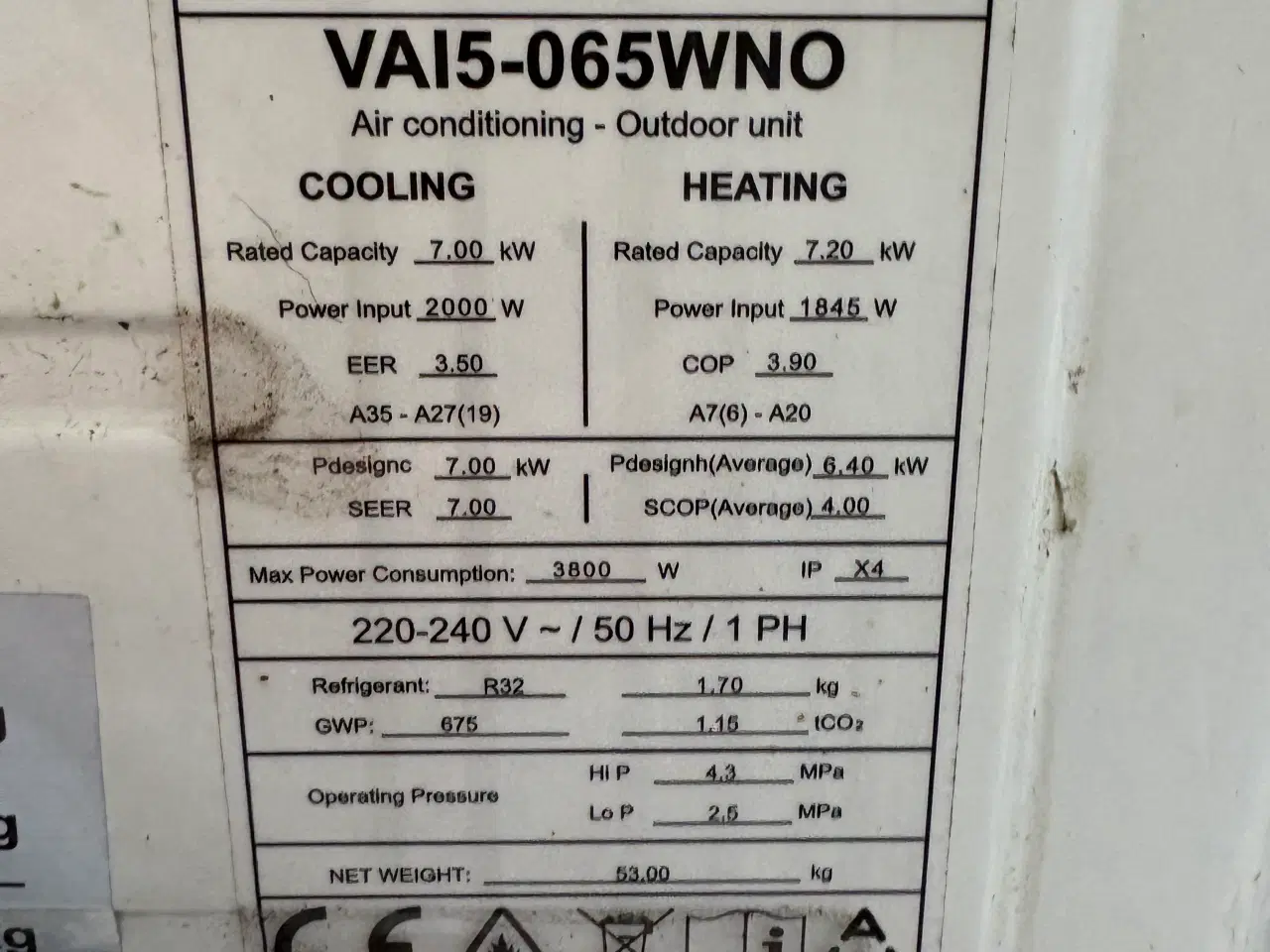 Billede 4 - Luft til luft varmepumpe 6.5kw