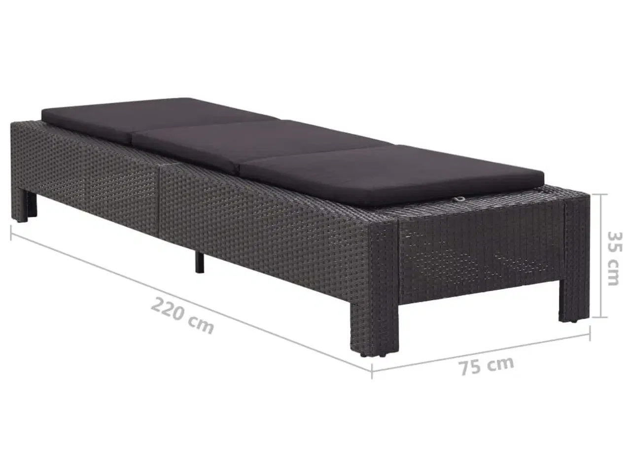 Billede 9 - Solseng med hynde polyrattan sort