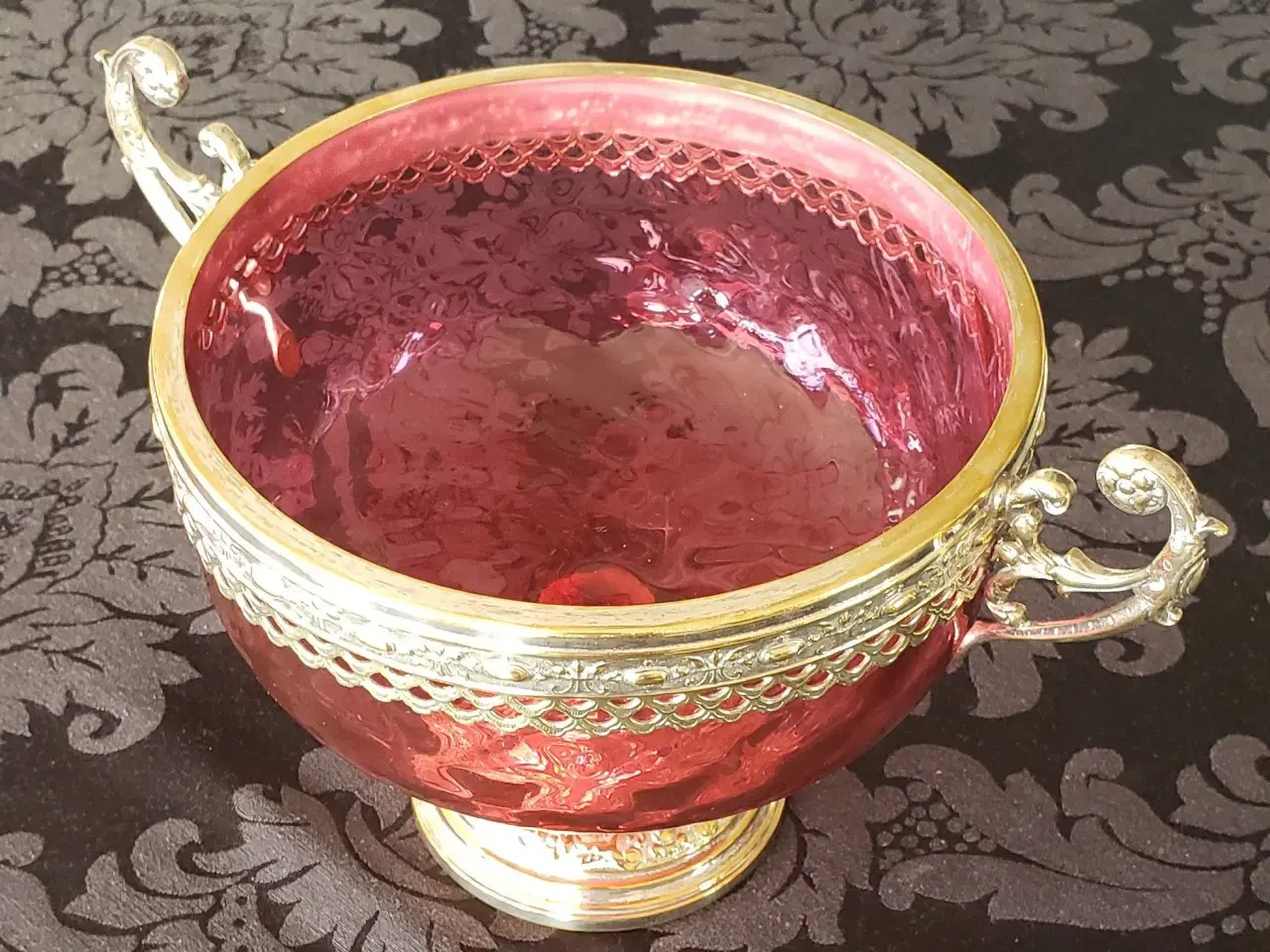Billede 1 - Antik rosa glasskål