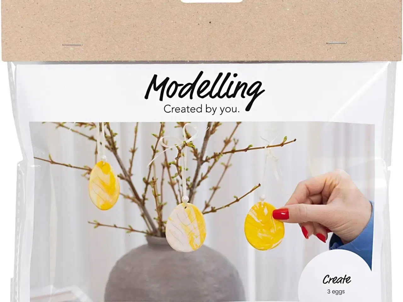 Billede 1 - Mini DIY Kit Modellering, Æg, lys gul, pastelfarver, 1 pk.