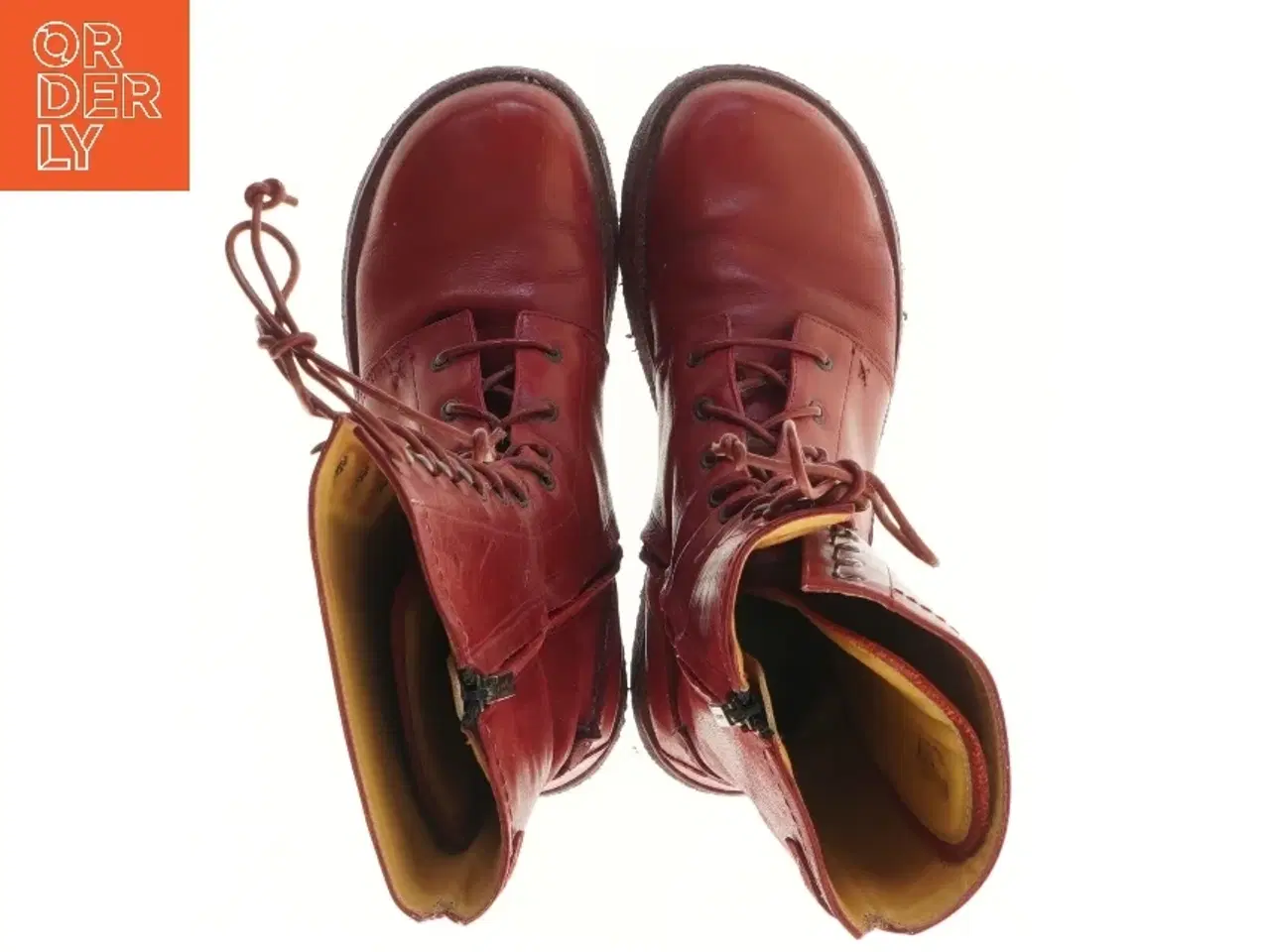 Billede 2 - Røde snørestøvler str. 38 (str. 38 )