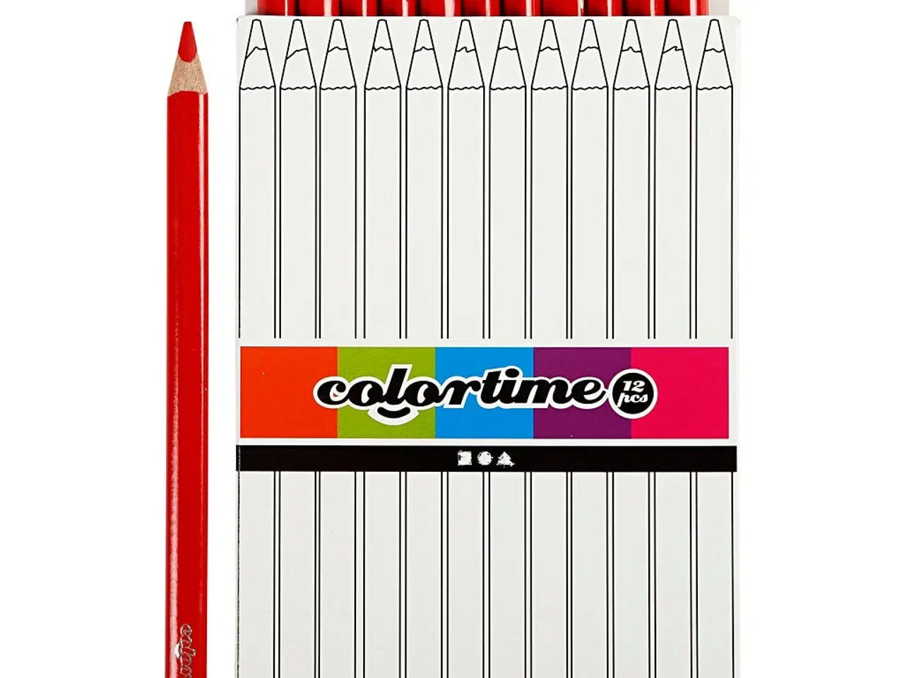 Billede 1 - Colortime Farveblyanter, L: 17,45 cm, mine 5 mm, JUMBO, rød, 12stk./ 1 pk.