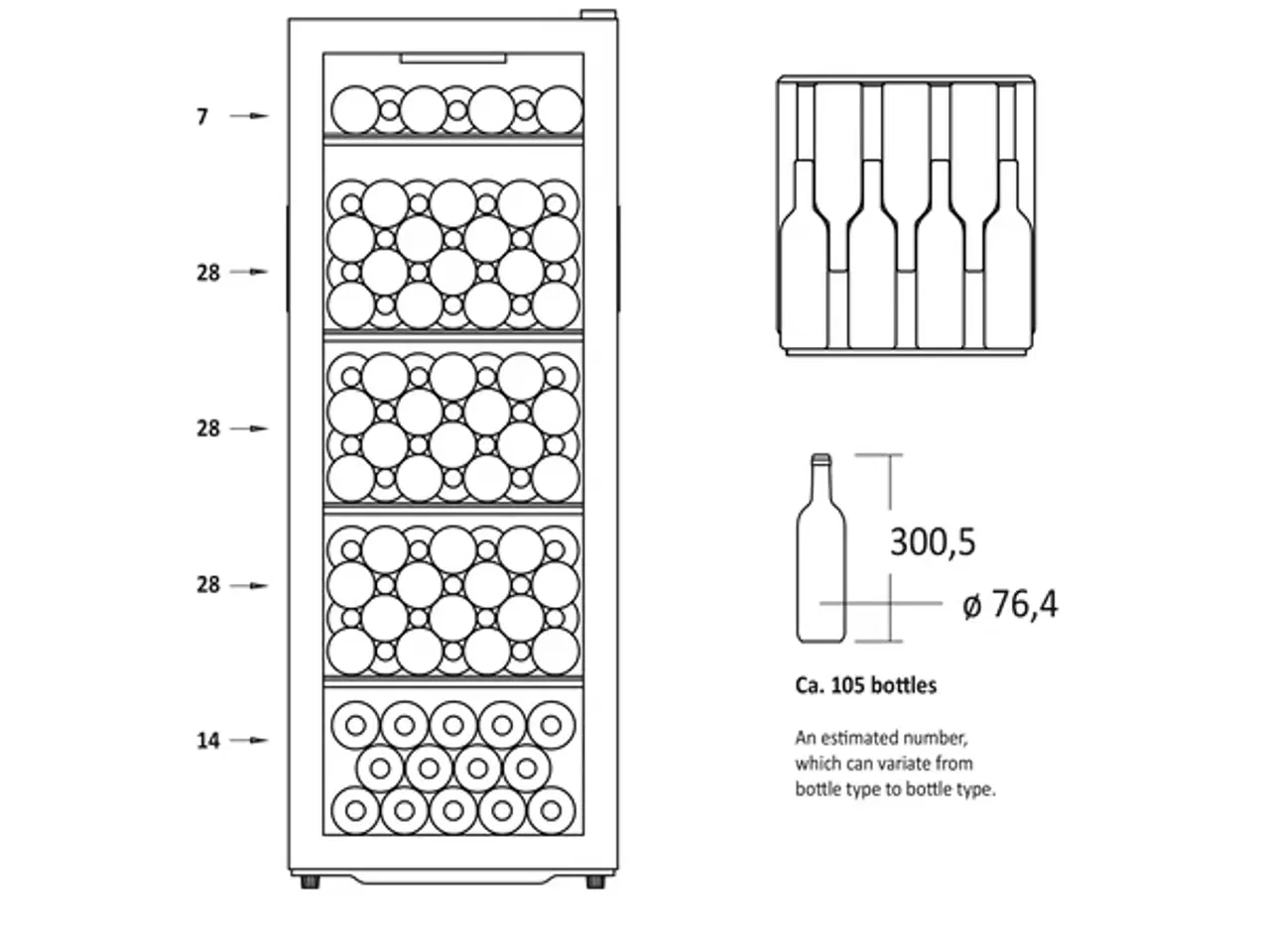 Billede 4 - Scandomestic Vinkøleskab 105 flasker – zoner 1