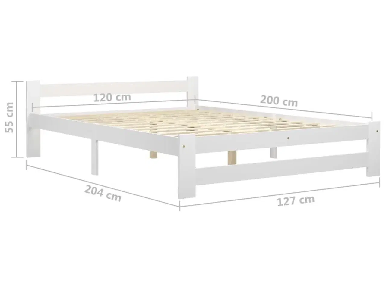 Billede 6 - Sengeramme uden madras massivt fyrretræ 120x200 cm hvid