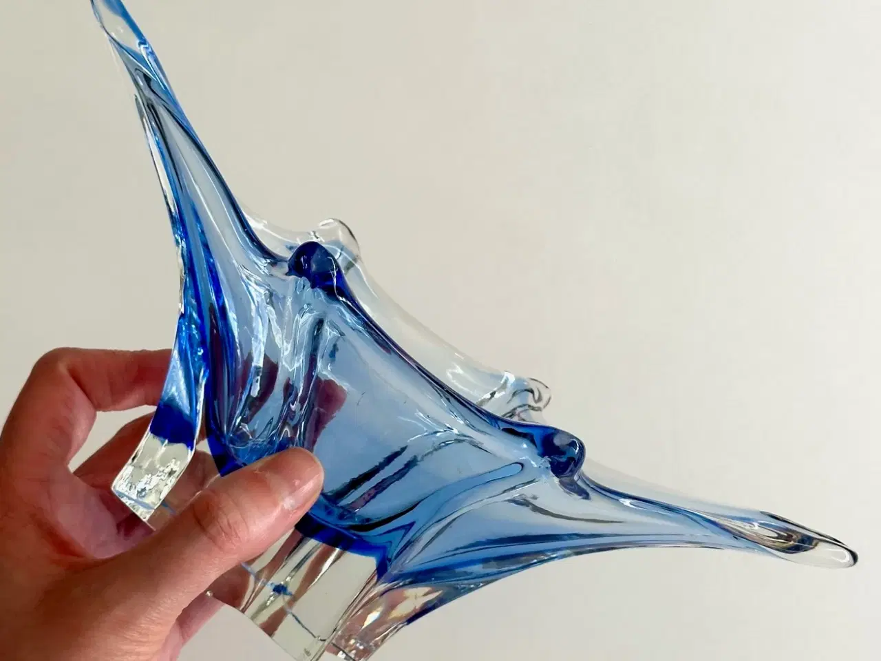 Billede 2 - Flammeskål, blå krystal