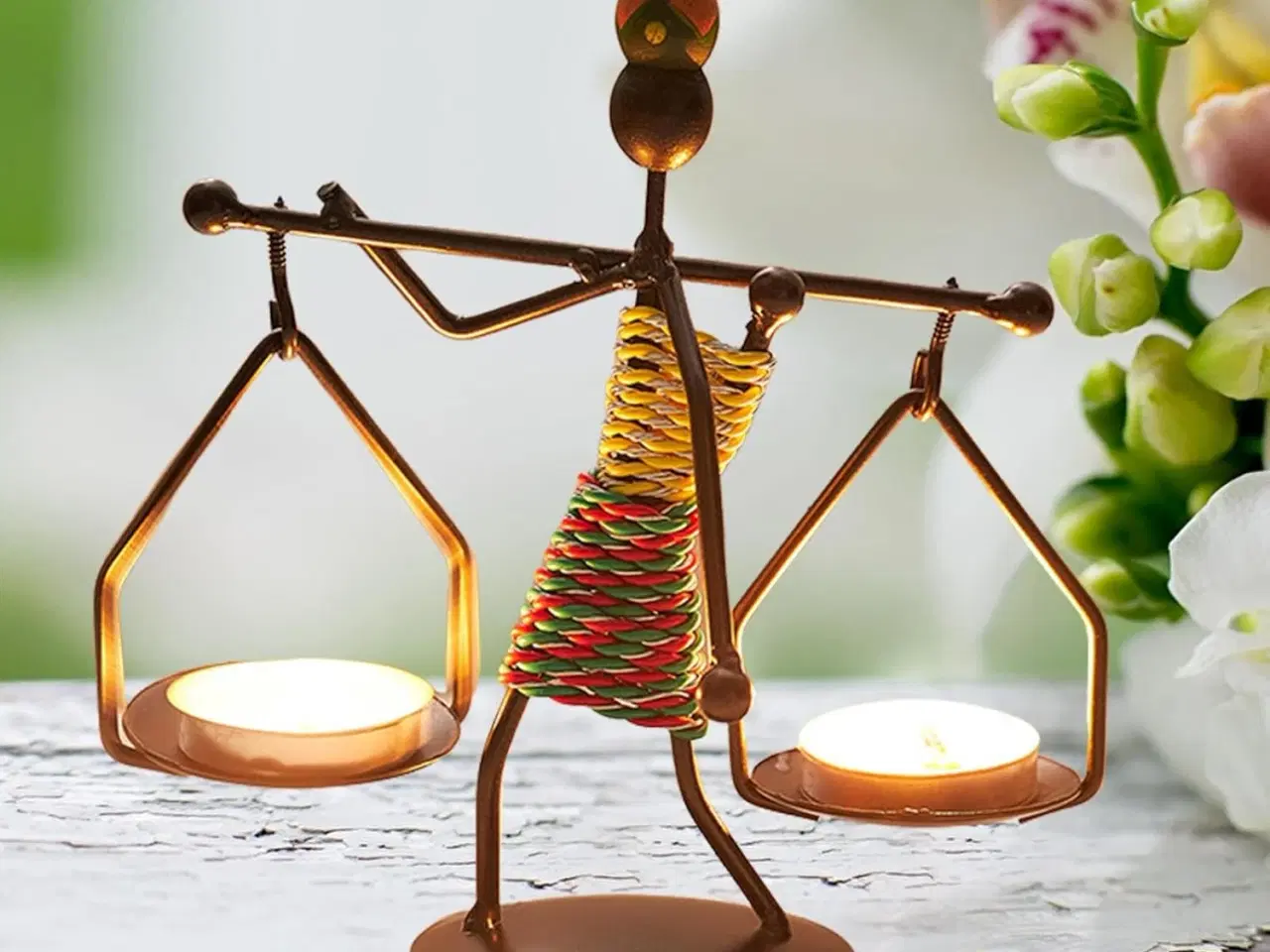 Billede 1 - * Lækker dobbelt fyrfadsstage - i afrikansk stil