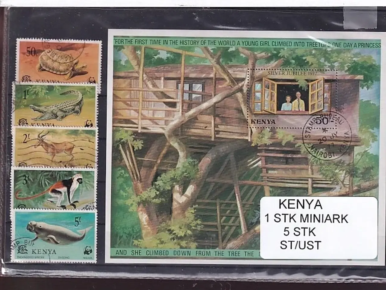 Billede 1 - Kenya - 1 Stk. Miniark + 5 Stk. - Stemplet / Ustemplet