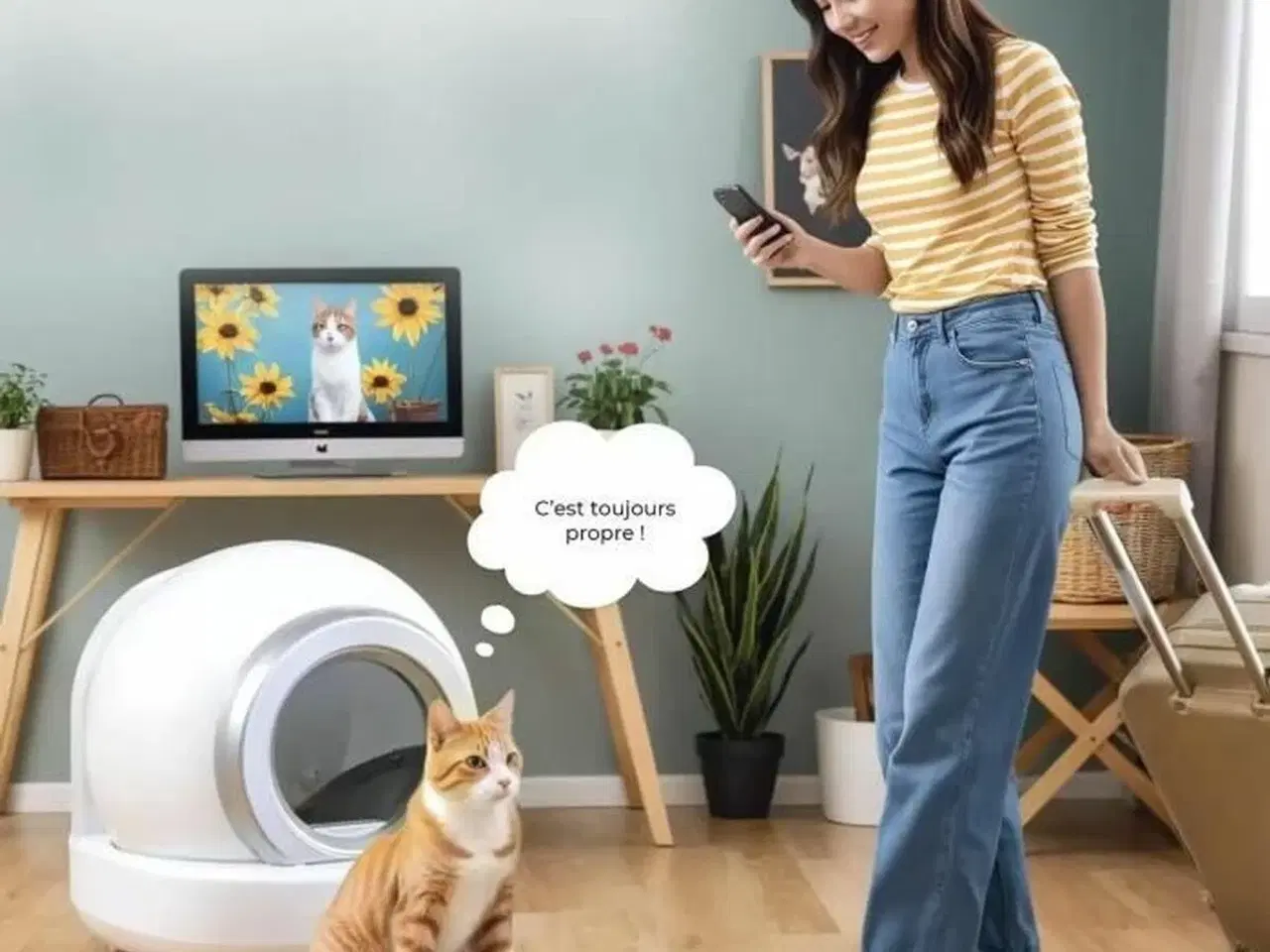 Billede 2 - Kattebakke med automatisk rengøring - Hvid/Grå, 65 l