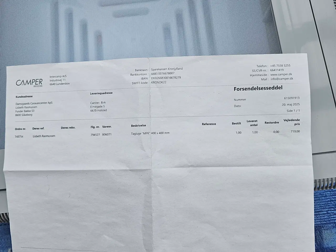 Billede 1 - Tagluge til campingvogn 