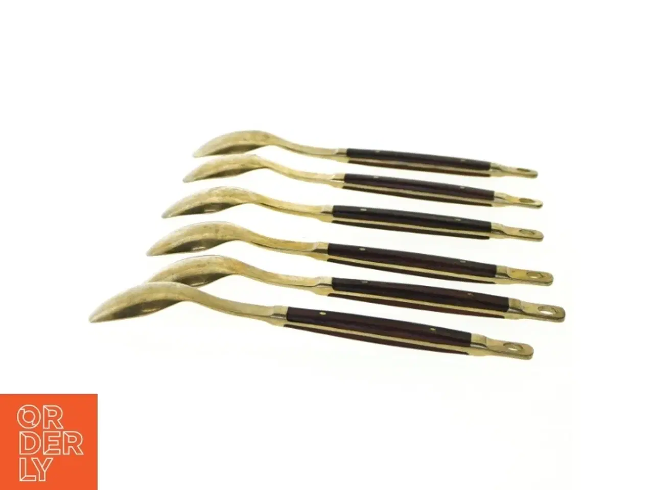 Billede 2 - 6 stk. Retro Teskeer Messing & Palisander Fi3126 (str. 15 x 3 cm)