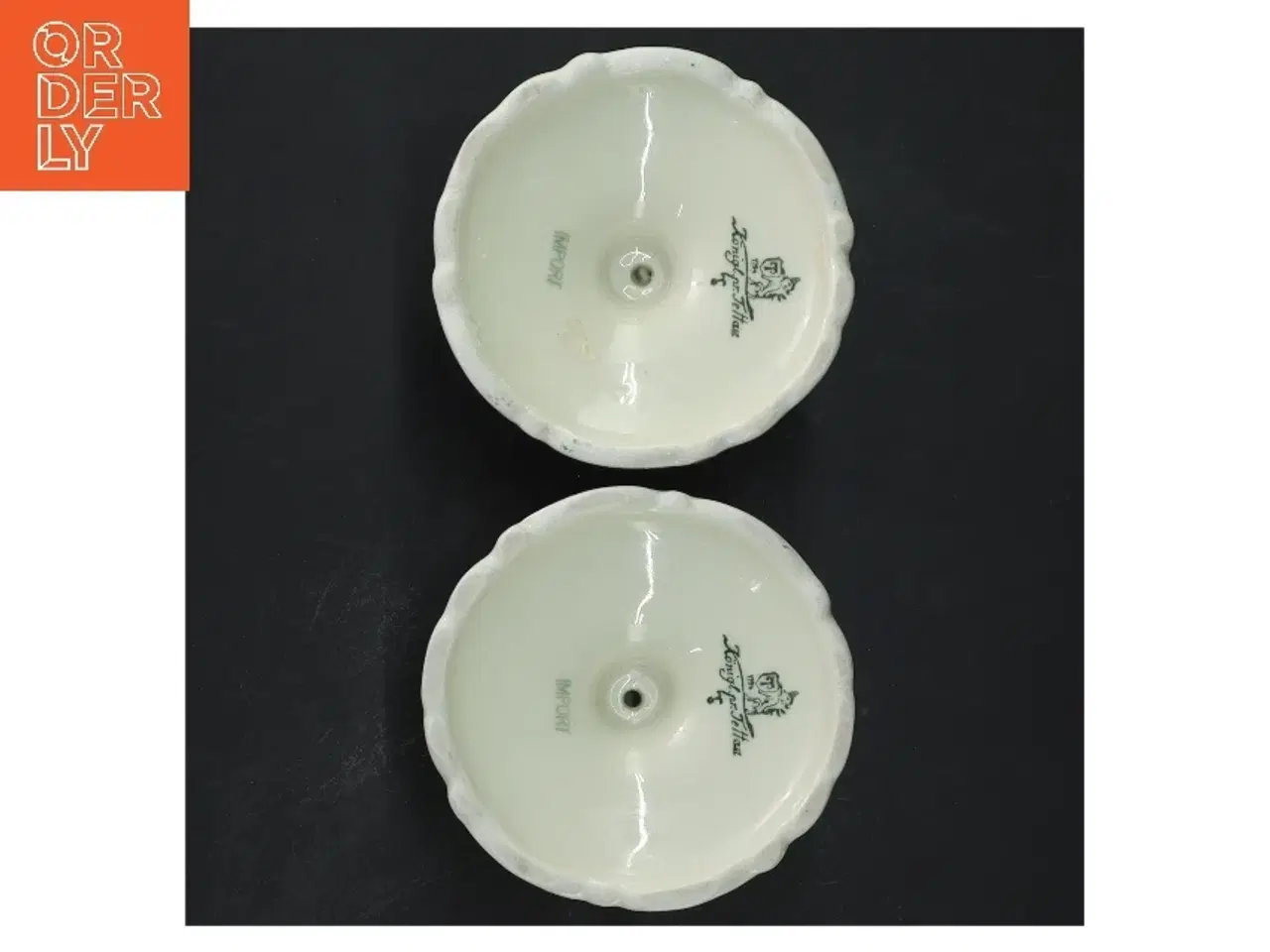 Billede 3 - Porcelænslysestager med blomstermønster (str. Ø 8x6,5 cm)