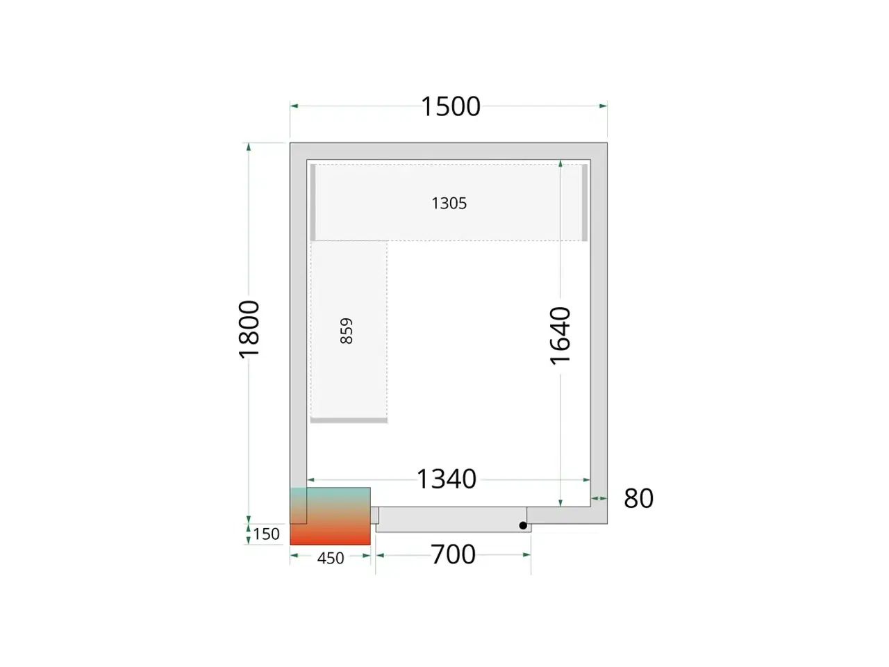 Billede 2 -  Tefcold Kølerum – 1500 x 1800 x 2200 mm – CRPF151