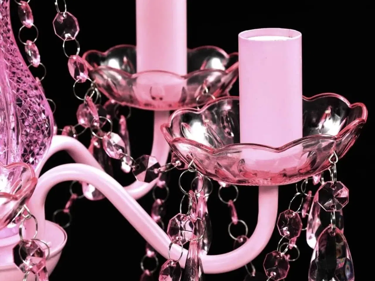 Billede 7 - Krystallysekrone 5 pærer lyserød