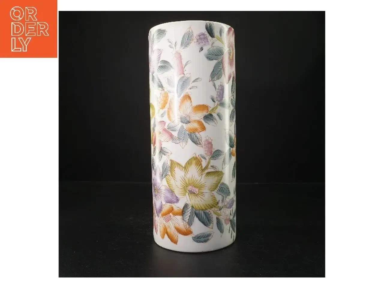 Billede 2 - Porcelænsvase med blomstermotiv (str. 32 cm)