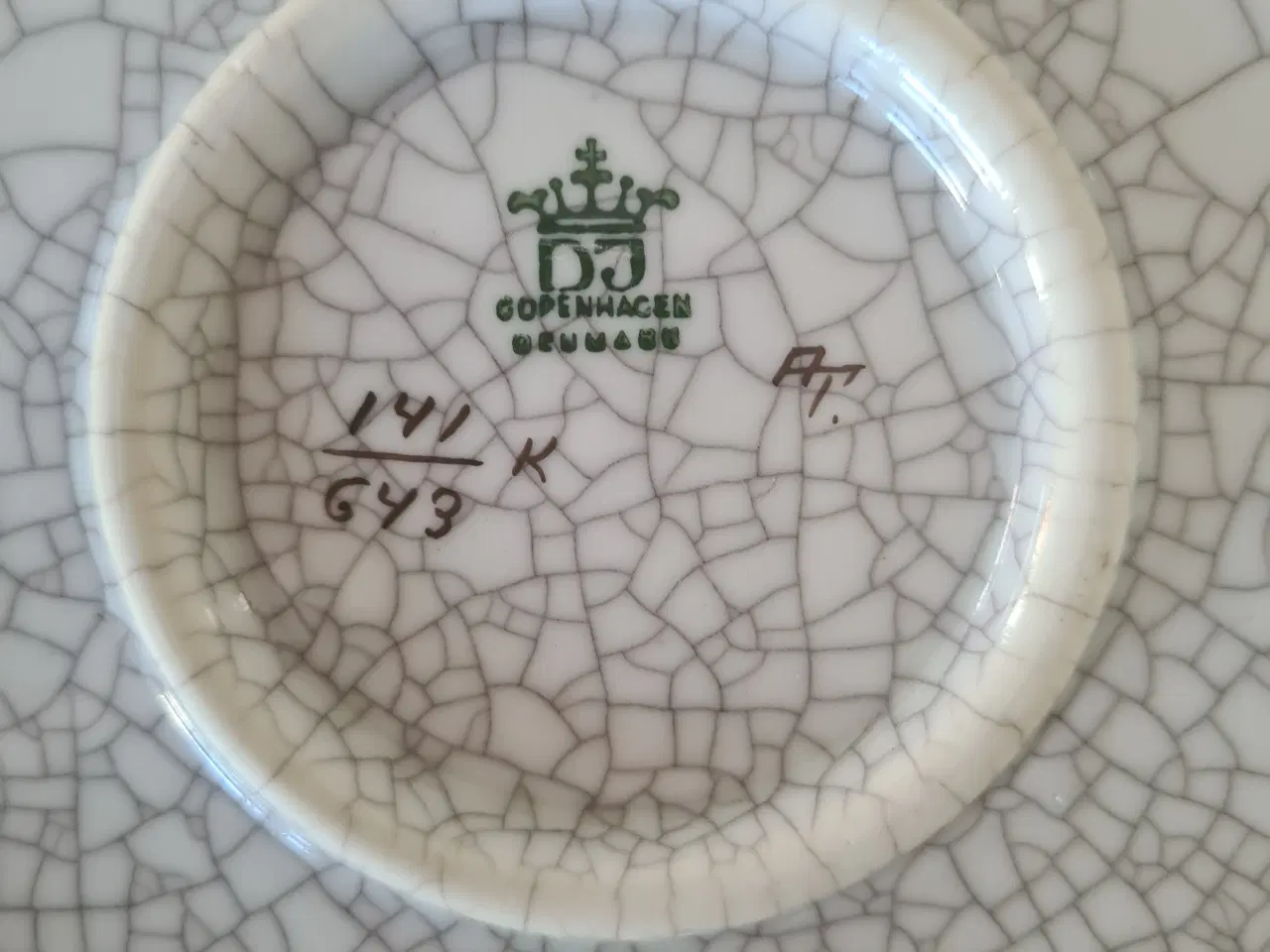 Billede 1 - Fad, grøn, krakeleret porcelæn