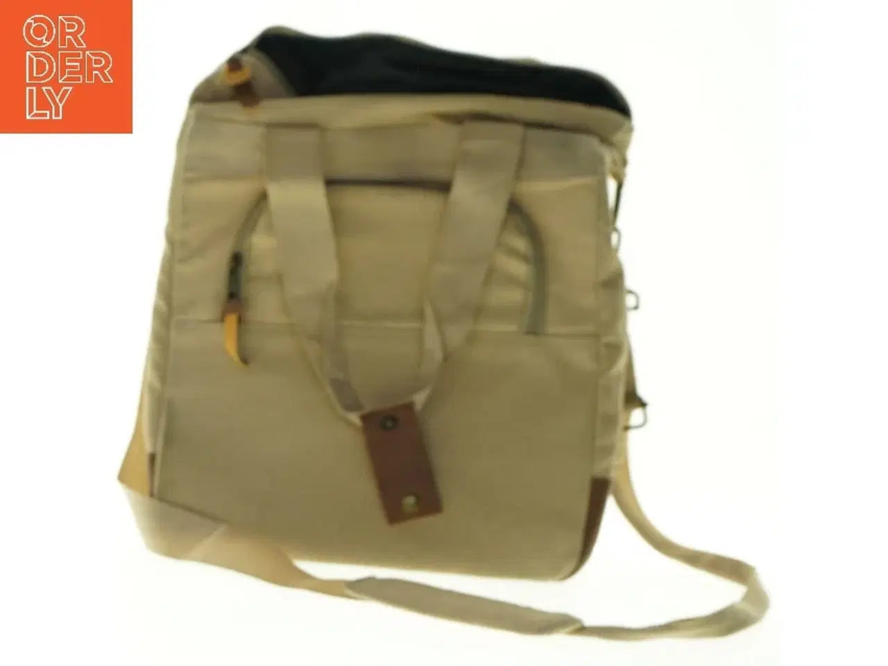 Billede 6 - Lærred rygsæk med læderdetaljer (str. 40 x 32 cm)