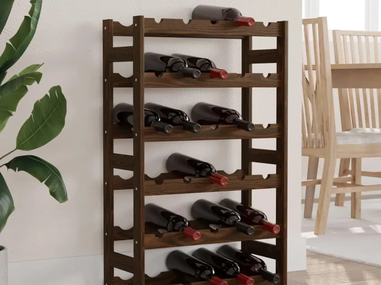 Billede 1 - Vinreol til 30 flasker massivt fyrretræ brun